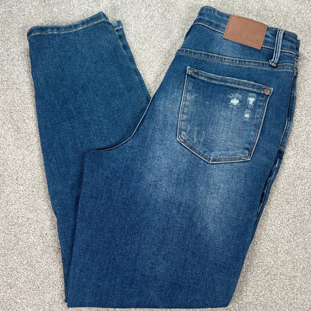 Judy Blue Slim Fit Distressed Jeans Size 9/29 Dark Wash Denim